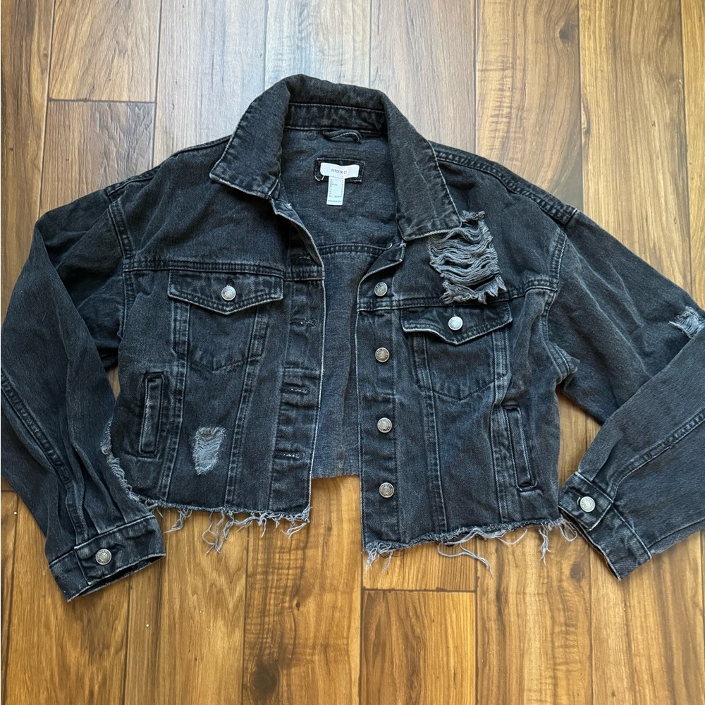 Distressed denim jacket